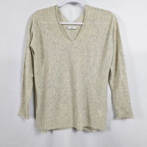 Vince Double V Wool Blend Sweater in Heathered Beige Size Small